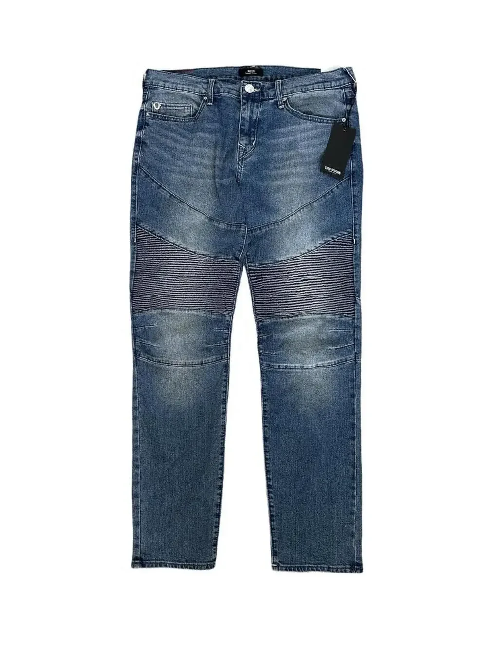 True Religion Rocco Moto Biker Rider Relaxed Skinny Jeans Stretch Size 32x32 New